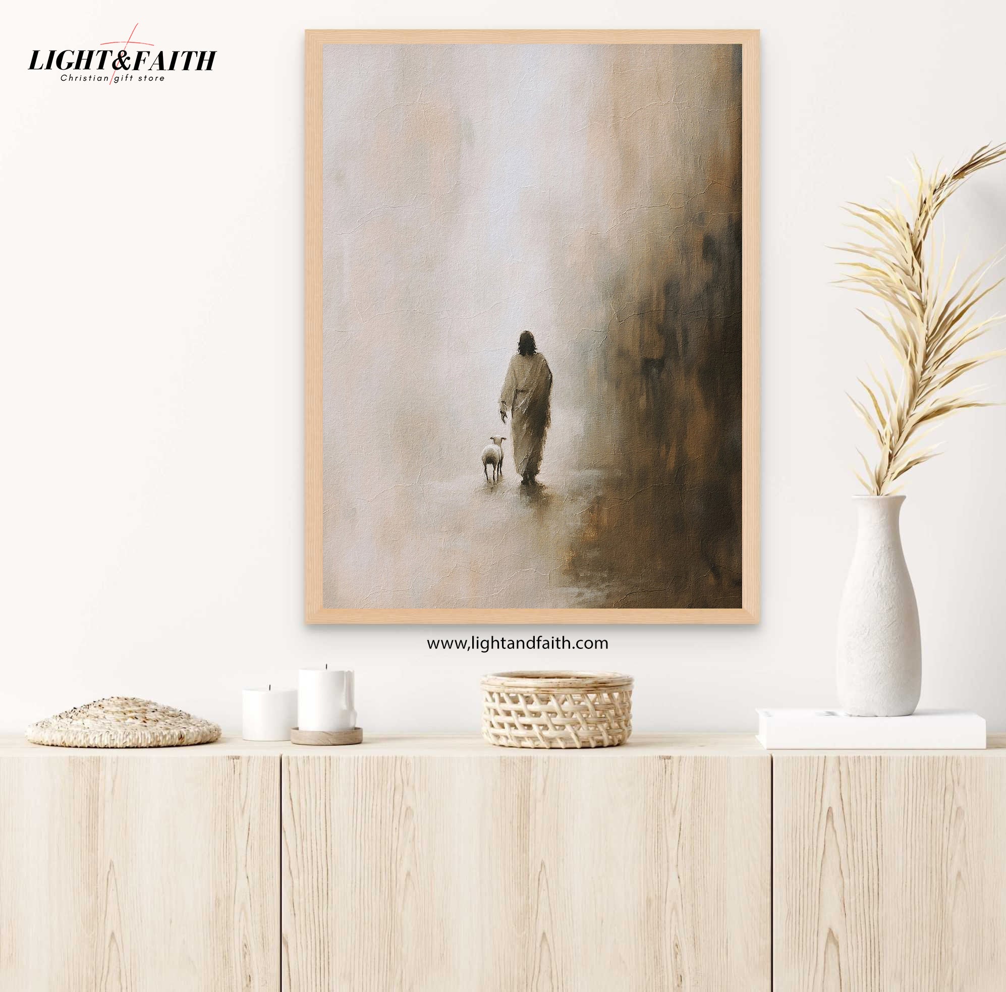 Jesus Leaves The 99 Poster, Parable of The Lost Sheep, Good Shepherd Poster, Bible Art Poster